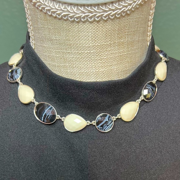 Vintage Black & White Glass Bead Adjustable Length Boho Necklace - Picture 6 of 9